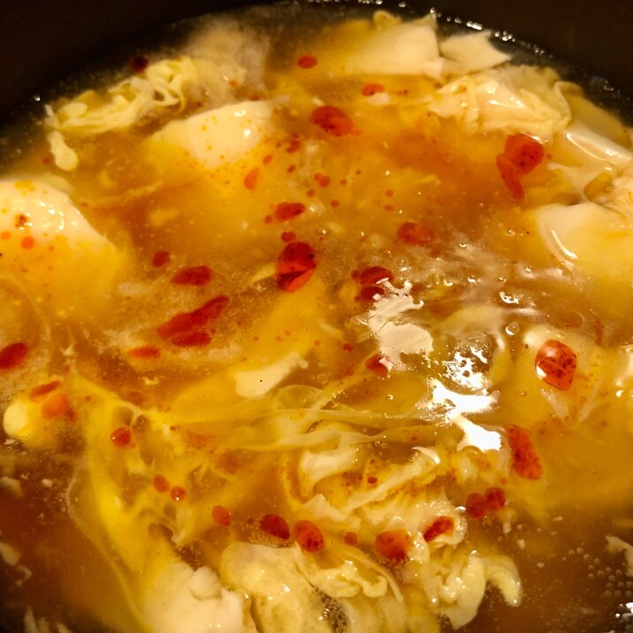 簡単副菜♫すっぱ美味しいお豆腐酸辣湯風スープ